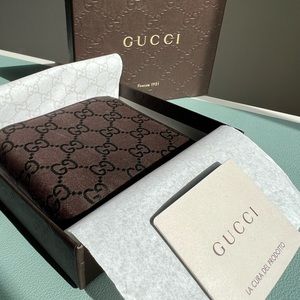 Maroon Gucci Wallet w/ GG Web Fabric + Original Box w/ Tissue Paper & Insert